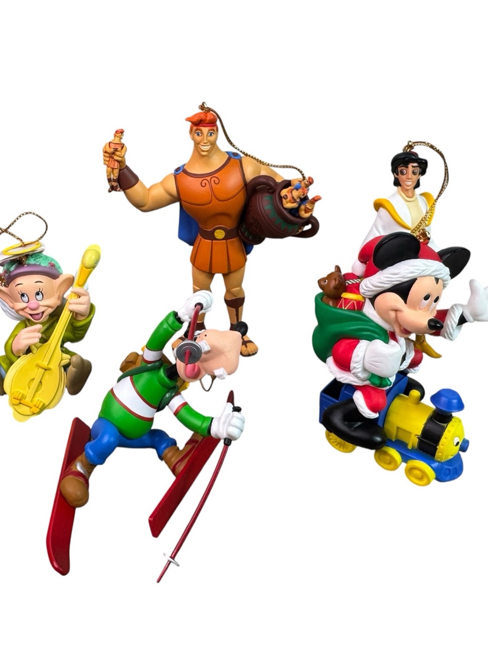 Christmas Magic Ornament Lot Of 5 Mickey on Train Disney Grolier Collection Xmas